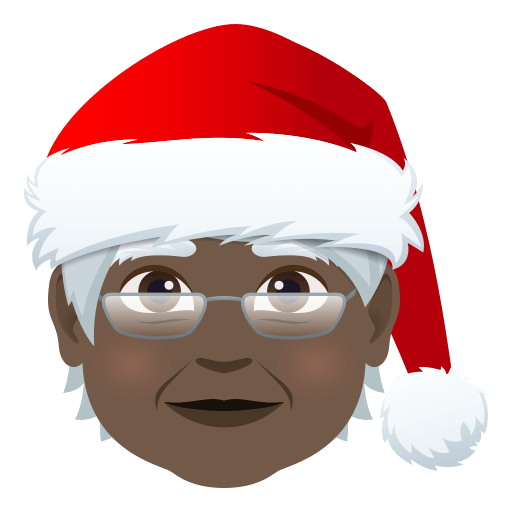 Сохранить снимок эмотикона Мкс. Клаус с Тёмной кожей от JoyPixels на просвечивающем фоне в ПНГ