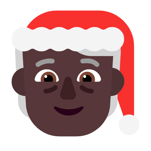 Загрузить фотографии смайла Санта-Клаус без бороды с Тёмным типом кожи от Microsoft 11 на бесцветном фоне в пнг