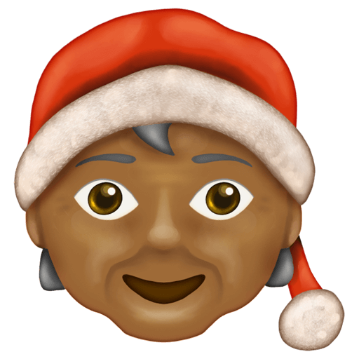 Сохранить картинки иконки Мкс Клаус со Средне-тёмным типом кожи от Emojipedia на бесцветном фоне в пнг