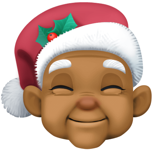 Загрузить фотки иконки настроения Человек в роли Деда Мороза со Средне-тёмным типом кожи от Фейсбук на прозрачном фоне в png