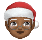 Закачать изображение лица-символа Папа в костюме Санты со Средне-тёмной кожей от Huawei на чистом фоне в ПНГ