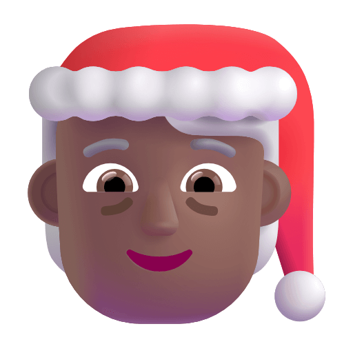 Скачать картинку эмоции Человек в роли Деда Мороза со Средне-тёмной кожей от Microsoft на просвечивающем фоне в PNG