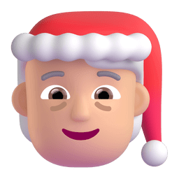 Скачать изображение смайлика Мкс Клаус со Средне-светлым типом кожи от Microsoft и Андроида без фона в пнг