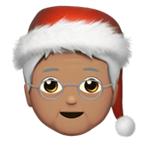 Загрузить фигуру смайлика Дед Мороз без бороды со средней кожей от Apple iOS на прозрачном фоне в PNG