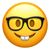 Download a figure Cool Nerd emoji-smiley from Apple iOS оn a transparent background in PNG