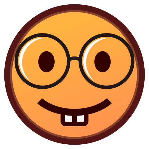 Save a pic Nerd Face symbol by Emojidex on a translucent background in png