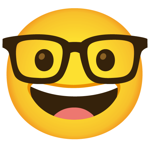 Upload pictures Smiling Face with Glasses smiley-emoji created by Google without a background in png