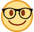 Upload drawings Smiling Face with Glasses emoji by HTC on a colorless background in PNG