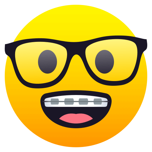 Download a drawing Nerd Face smiley-emoji by JoyPixels on a clean background in PNG