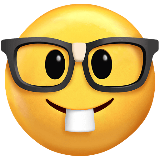 Upload pictures Nerdy emoticon by Twitter on a colorless background in PNG