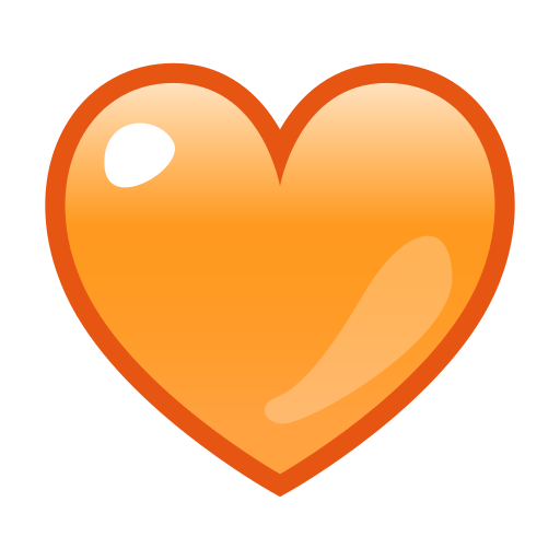 Сохранить фото Оранжевое сердце на прозрачном фоне от Emojidex в png