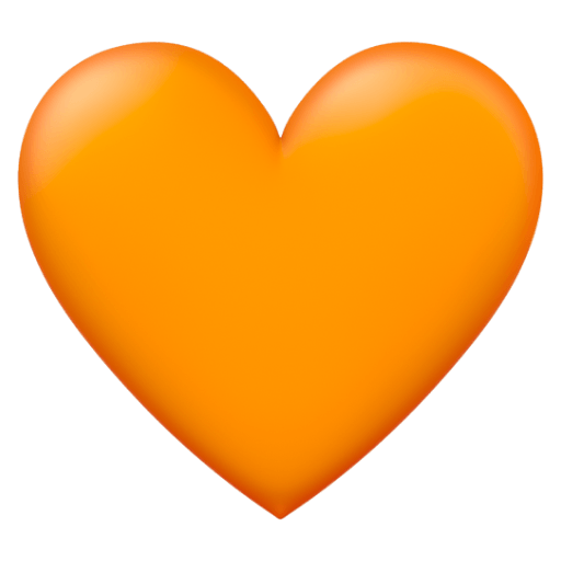 Save figures Orange Heart emoji-smiley from Google Android on a colorless background in PNG