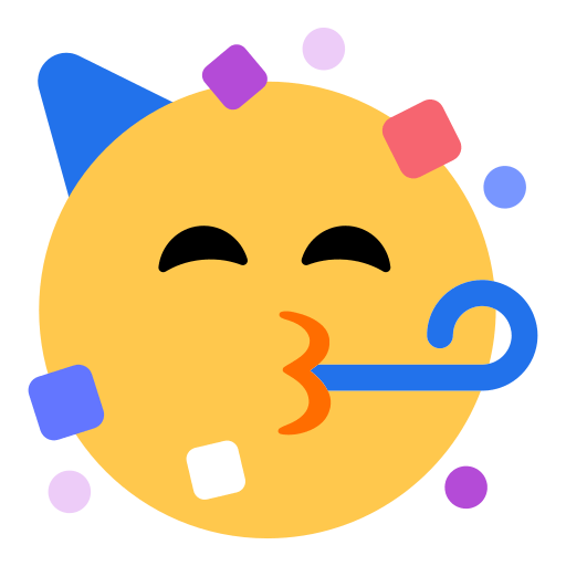 Download a pic Face with Party Horn and Party Hat smiley by Toss Face 토스페이스 no background in PNG