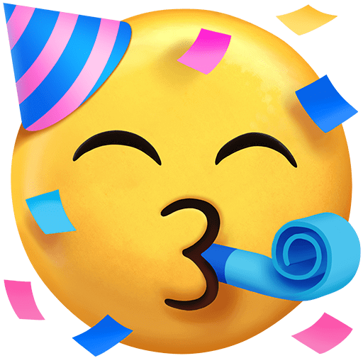 Upload a drawing Face with Party Horn and Party Hat emoji by Twitter on a translucent background in png