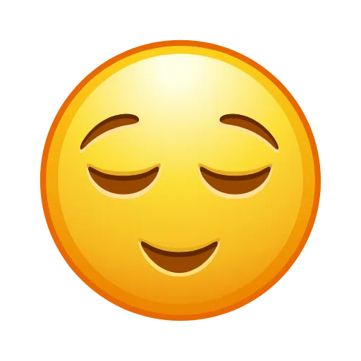 Загрузить картинку символа настроения Облегченное лицо на iOS Телеграмме на чистом фоне в WEBP