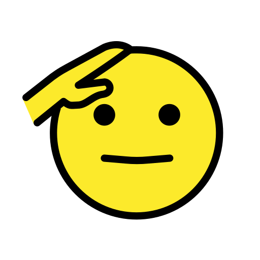 Save pics Saluting Face smiley by HfG Schwäbisch Gmünd on a translucent background in PNG