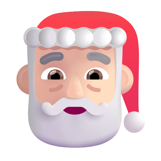Download a figure Light-skinned Santa smiley-emoji of the Microsoft set on a clean background in png