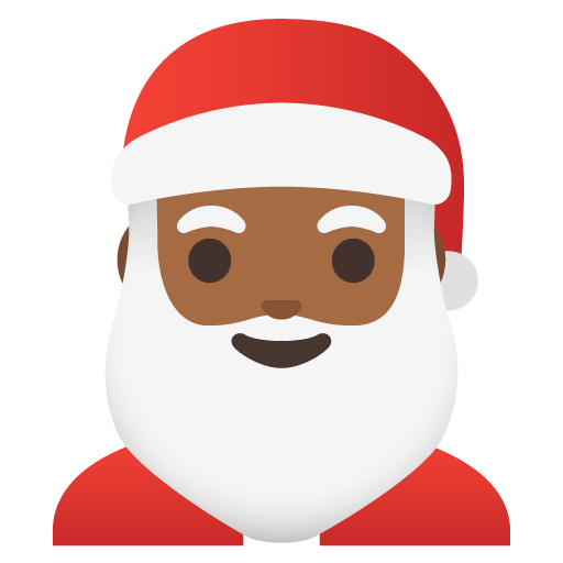 Upload a pic Dark-medium-skinned Santa Claus smiley created by Google оn a transparent background in png