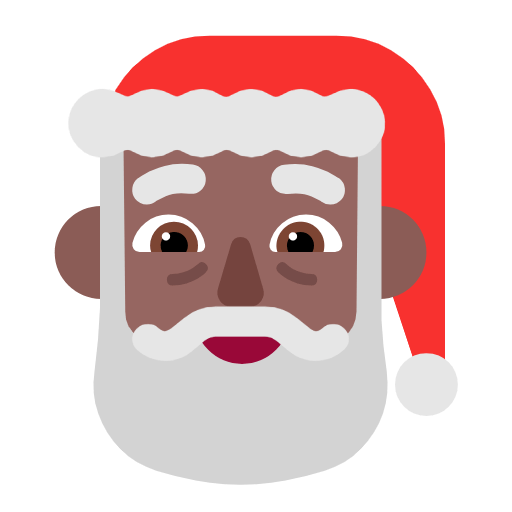Upload image Dark-medium-skinned Santa Claus emoticon by Microsoft 11 on a colorless background in PNG