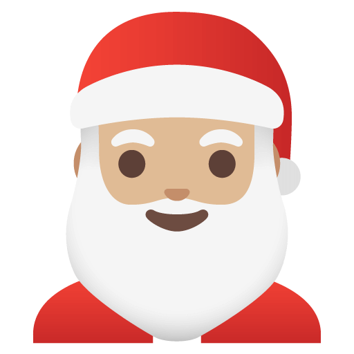 Download a drawing Light-medium-skinned Santa smiley-emoji created by Google no background in PNG