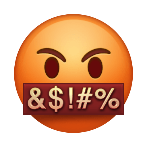 Copy a picture Angry Face with censorship emoji-smiley by Emojipedia on a clean background in PNG