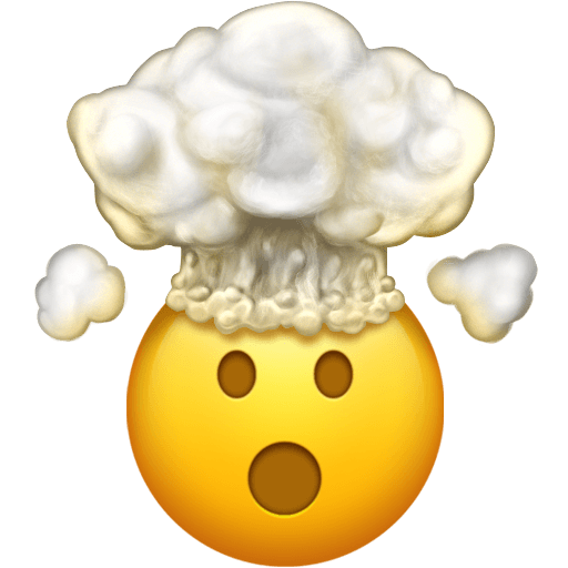 Save pics Exploding Head emoji-emoticon by Emojipedia on a colorless background in png