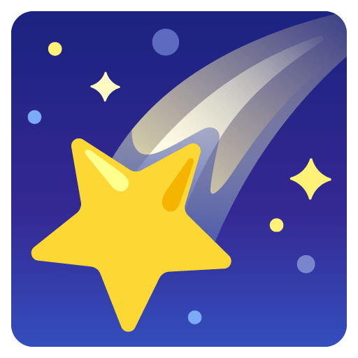 Copy a drawing Shooting Star emoticon created by Google on a translucent background in png