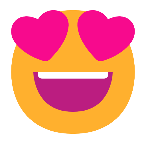 Copy figures Smiling Face with Heart-Shaped Eyes symbol by Microsoft 11 on a colorless background in png