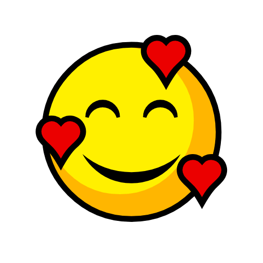 Скачать снимок смайлика Улыбающееся лицо с сердечками от декоративного компьютерного шрифта Catrinity на чистом фоне в пнг