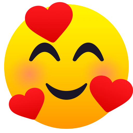 Download a figure Smiling Face with Smiling Eyes and Three Hearts emotion by JoyPixels no background in png