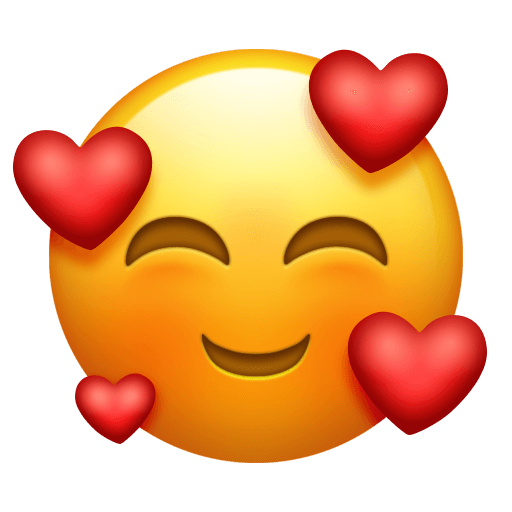Download a photo In Love Face emoticon by Emojipedia on a translucent background in PNG