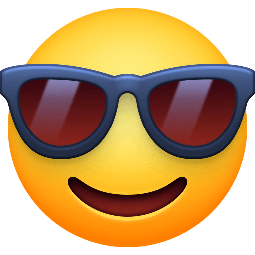 Copy a picture Smiling Face with Sunglasses smiley-emoji by Facebook on a colorless background in png