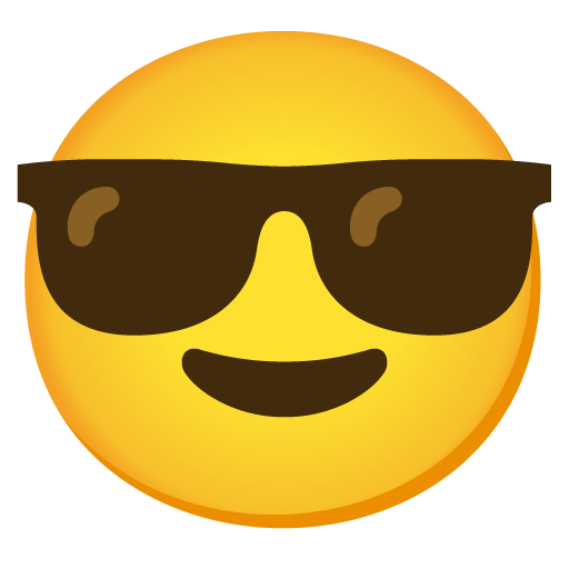 Upload photos Smiling Face with Sunglasses emoticon created by Google no background in png