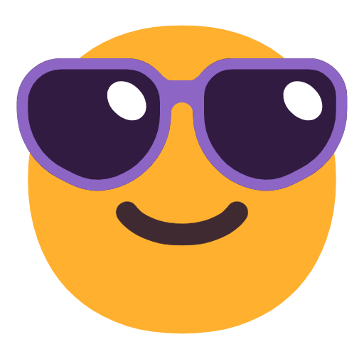 Copy figures Smiling Face with Sunglasses emoticon by Microsoft 11 on a translucent background in png