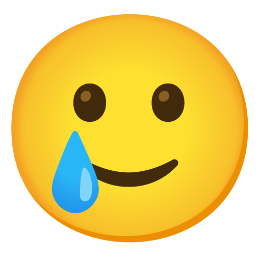 Download a pic Smiling Face with Tear emoticon created by Google without a background in PNG