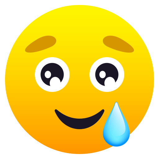Copy a figure Smiling Face with Tear emoji-smiley by JoyPixels no background in PNG