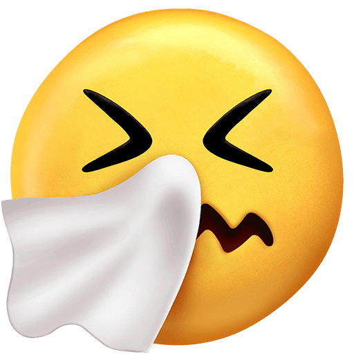 Копировать картинки смайлика Лицо с носовым платком от Твиттера на чистом фоне в ПНГ