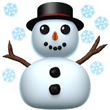 Copy photos Snowman with Snowflakes symbol of emotion from Apple iOS on a colorless background in PNG