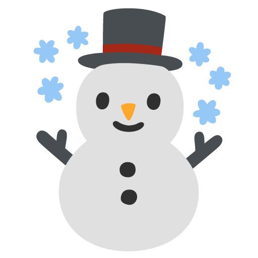 Download pictures Snowman with Snowflakes emoticon created by Google on a clean background in png