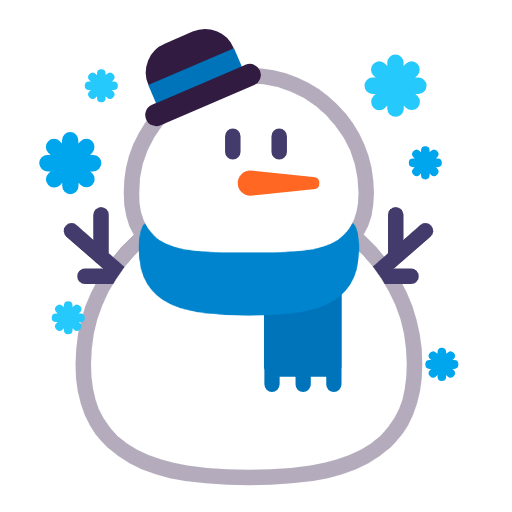 Save photos Snowman with Snowflakes emoticon by Microsoft 11 on a clean background in PNG