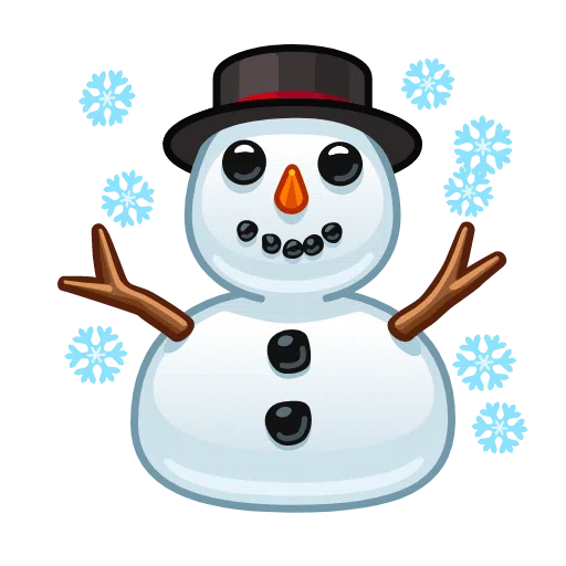 Copy pics Snowing Snowman emoticon of iOS Telegram оn a transparent background in WEBP