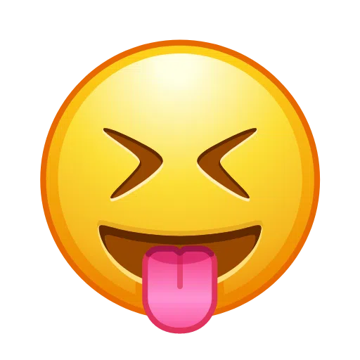 Copy a photo Teasing smiley emoticon of iOS Telegram on a colorless background in WEBP