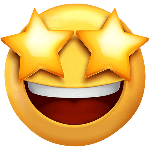 Закачать изображение эмотика Лицо с глазами-звёздами от Твиттера на просвечивающем фоне в png