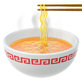 Закачать фотку иконки Дымящаяся миска с лапшой от Apple iOS без фона в png