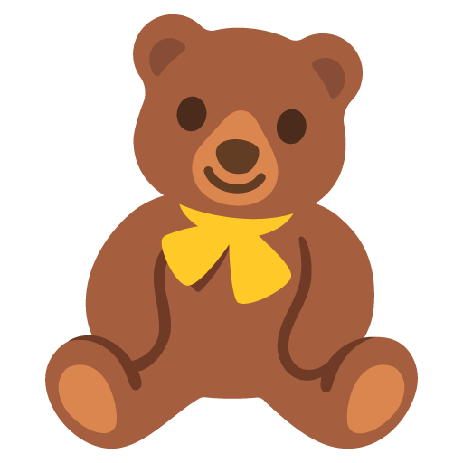 Copy figures Teddy Bear emoticon created by Google on a translucent background in png