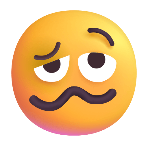 Copy photos Crooked Face emoticon of the Microsoft set on a translucent background in PNG