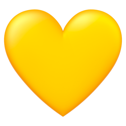 Copy a picture Yellow Heart emoji-emoticon from Google Android on a translucent background in PNG