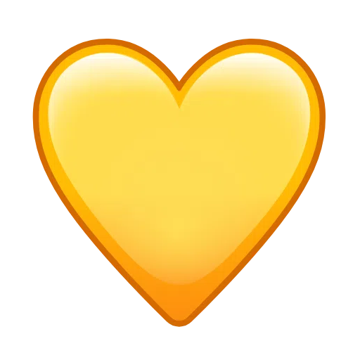 Upload aт animated pic of the Yellow Heart emoji of iOS Telegram on transparent background in png