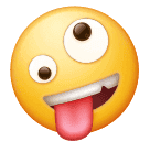 Upload a pic Grinning Face with One Large and One Small Eye symbol by Huawei  on a colorless background in PNG