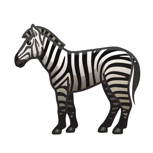 Copy pics Zebra emoticon of iOS Telegram on a colorless background in WEBP